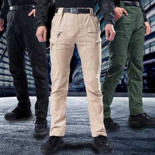 10 Pockets Pure Cotton Wearproof Elastic Overalls Pants Men Outdoor Sports Hunting Climbing Tactical Training Military Trousers