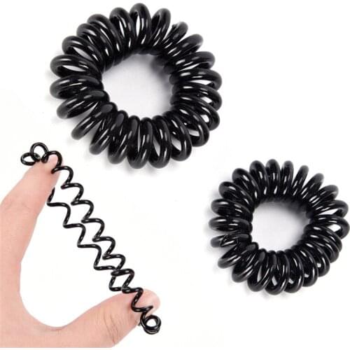 10 Pcs Women Rubber Hair Rope Elastic Hairbands Spiral Shape Hair Ties Headwear Accessories Telephone Wire Line Headband S M