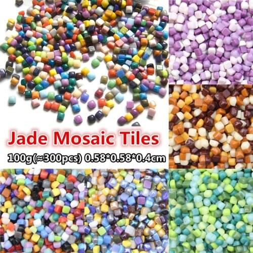 100g(Approx. 300pcs) 0.58cm Square Glary Jade Mosaic Tiles DIY Craft Mosaic Stones Various Colors Materials Optional