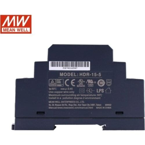2pcs/lot Original Mean Well HDR-15-5 DC 5V 2.4A 12W meanwell Ultra Slim Step Shape DIN Rail Power Supply