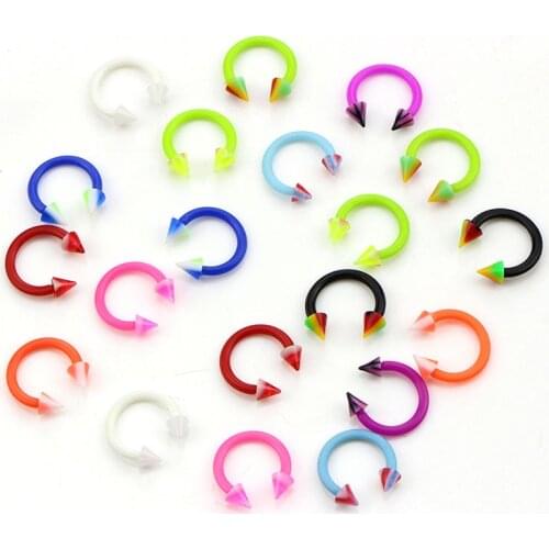 20Pcs/Set Mixed Color Fashion Acrylic Fake Nose Ring Septum No Piercing Hoop Piercing Tragus Nose Studs Body Jewelry