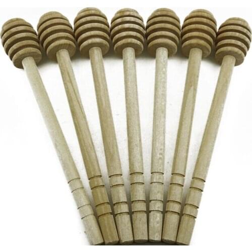 3PCS Hand Made Wooden Jam Honey Dipper Wooden Stick Spoon Dip Drizzler Server