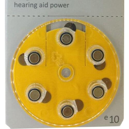 6Pcs/lot E10 e10 Zinc-Air Button Cell 10 1.4V Hearing Aid Battery hearing aid power