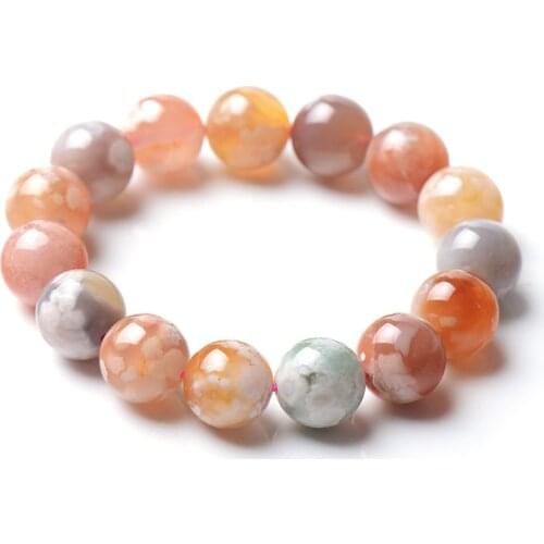 9-16mm Natural cherry sakura agate smooth round mixed charm flower gemstone Loose Beads