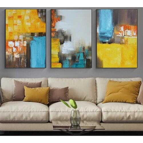 Yellow Blue Abstract Poster Colorful Canvas Painting Wall Art Nordic Posters and Prints Wall Pictures for Living Room Decoration