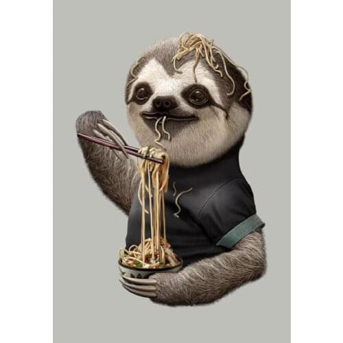 DIY Diamond Painting Wall Artwork Print Sloth Eat Noodle Animal Wallpaper Nordic Modular Pictures for Children Room Home Decor