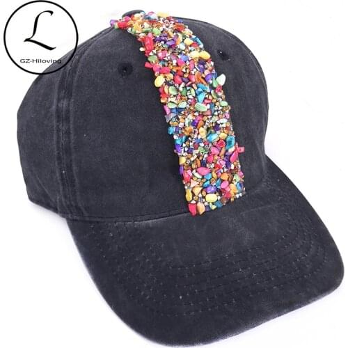 GZhilovingl New Multicolor Rhinestones Ribbon Baseball Cap For Women Casual Washing Cotton Sport Adjustable Snapback Hip Hop Hat