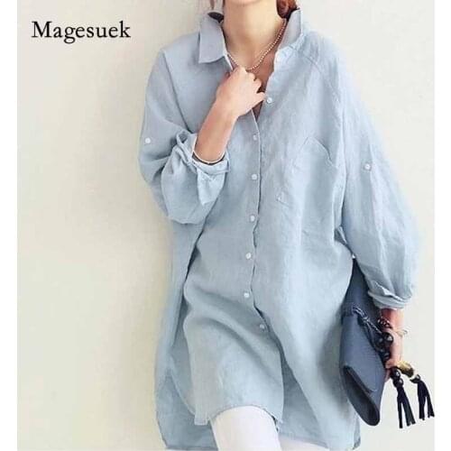 White Casual Linen Women Office Lady Elegant Loose Tops and Blouses Vogor Sean Spring Summer Womens Blouses Shirt Blusas 6081 50