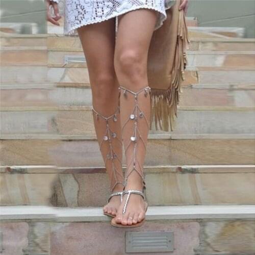 Summer Women Anklets Beach Multilayer Leg Chain Boho Ethnic Hippie Tassel Coin Foot Jewelry Bohemia Style