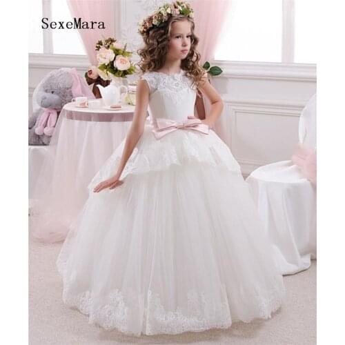 Flower Girl Dresses Tulle Appliqued Lace Pageant Dresses For Girls First Communion Dresses Kids Prom Dresses