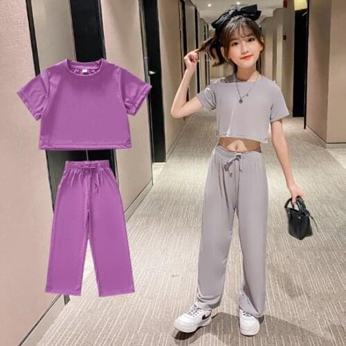 Boutique 13 Year Girls Clothing Suit 2021 Summer New Sports Korean Fashion O-neck Childrens Two Piece Outfits Christmas Clothes