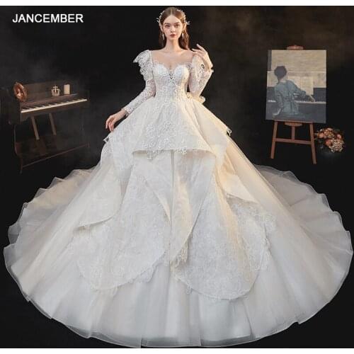 HLF25 Wholesale China Wedding Dress Off White Robe De Mariage Lace Applique Bridal Ball Gown Robe Mariage Femme Hochzeit