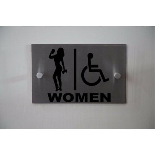 Customized fitness "disabled" toilet sign aluminum high quality acrylic outdoor