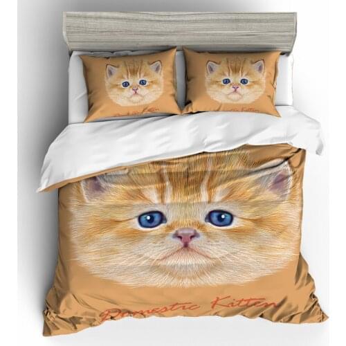 Cat Cartoon 3 Piece Quilt Cover 3D Print Home Textiles Bed Set For Kids Adults Duvet Cover Set Comfortable And Soft Bedding Set