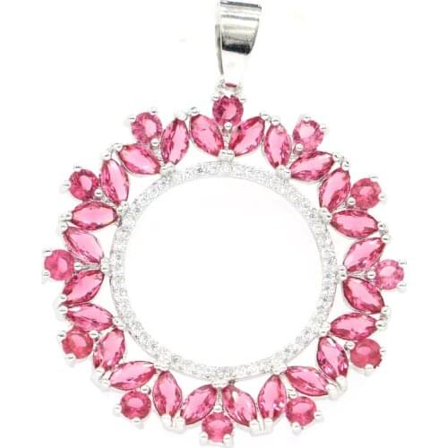 43x35mm Hot Sell Silver Pendant for Women Created Rhodolite Garnet London Blue Topaz Cubic Zircon Bridal Jewelry Hot Selling