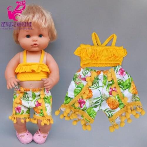 40cm Nenuco Summer Strap Shirt Pants Ropa Y Su Hermanita 16 Inch Baby Doll Clothes Accessory