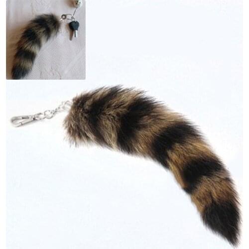 Hot Cute Wolf Fox Tail Fur Car Keychains For Women Men Pompom Pendant Key Ring Holder Fluffy Keychain Accessories Charm Couple