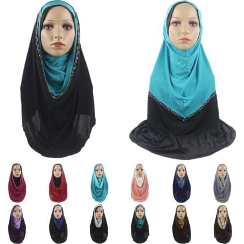 Muslim Ladies Casual Hedging Turban Hat Fashion Color Matching Accessories Arabian Women Color Matching Hijab Shawl Headscarf