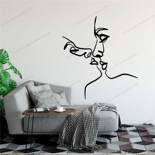 Couple Line Draw Art Wall Sticker For Home Decor Living Room Fashion Wall Decals Valentines Removable Murals Wallpoof CX1529
