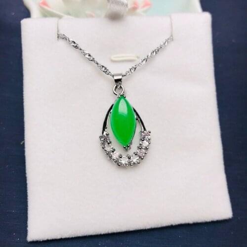 Natural Green Chalcedony Hand-carved Water Drop Pendant Fashion Boutique Jewelry Men and Women Necklace Gift Accessories