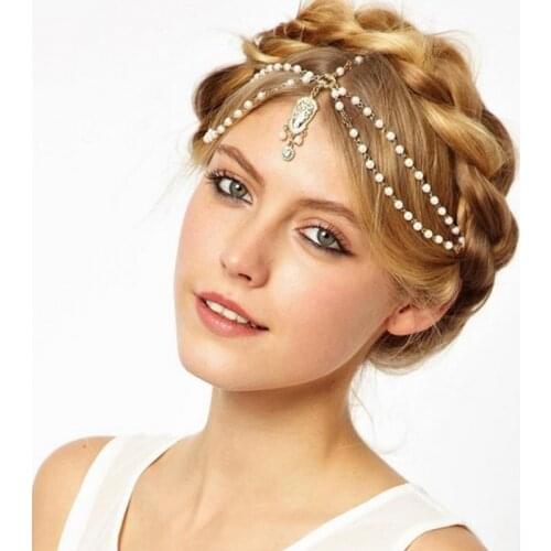 New Personality Creative Fashion Bohemian Diamond Pearl Tassel Headband Headband