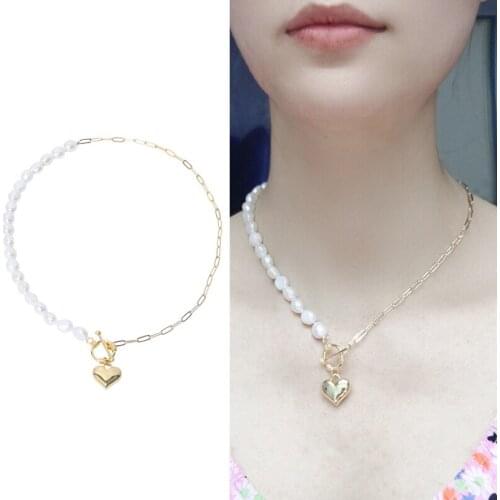 Gold Plated Real Natural Freshwater Pearl Necklace Fashion Charm Jewelry Anniversary Party Wedding Gift for Women Girls 2pcs/lot
