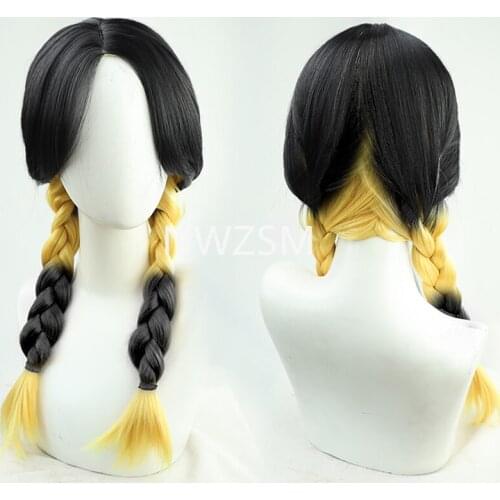 Anime Ran Haitani Tokyo Revengers Cosplay Wig Pigtail Braids Black Blonde Heat Resistant Synthetic Halloween Party Hair