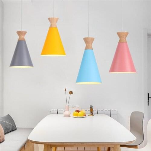 Retro Industrial lamp pendant lights bedroom hanging lamp wood Colorful lights home decoration dining room bar lighting