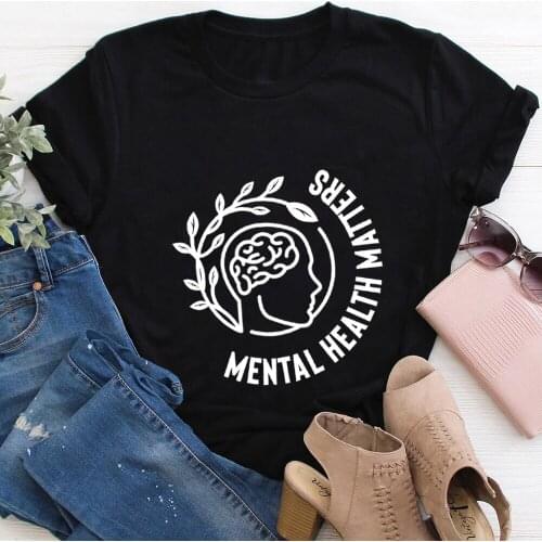 Mental Health Matters Print Shirt 100%Cotton Women Tshirt Unisex Summer Casual Short Sleeve Top Mental Health Awareness Shirts