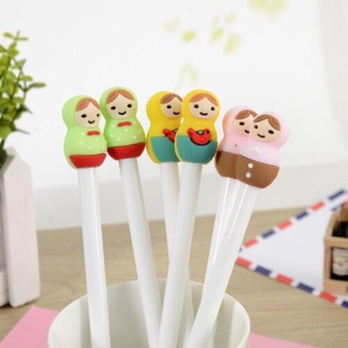 A13 lovely creative Russian doll head cartoon black neutral pen can be customized logo student supplies student stationery