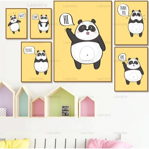 Cute Panda Room Decoration Poster Childrens Room Canvas Painting Halloween Christmas Tree Wall Picture for Living Room Prints