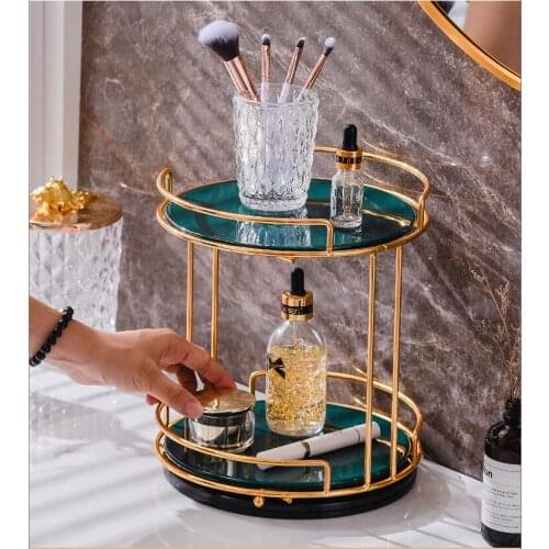 Nordic Metal Frame Ceramic Marble Surface Storage Rack Bathroom Toiletries Rack Dressing Table Cosmetic Rack Decoration Crafts
