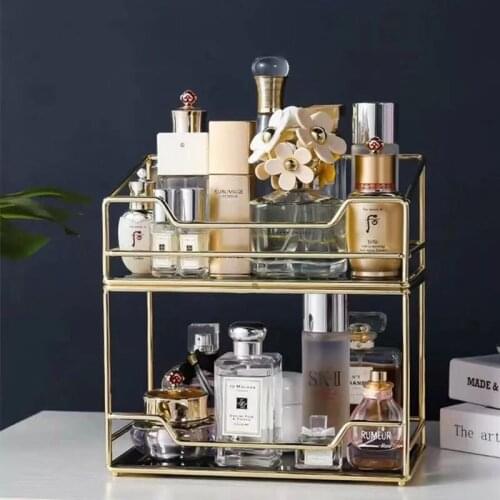 Nordic Fashion Superimposed Cosmetics Desktop Storage Box Transparent Makeup Storage Rack 1 Tier Tray Dressing Table Organizer