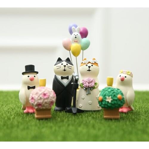 Wedding Decole Cats figurine Lover Resin Craft Anime Model Home Decoration Miniature Fairy Garden Decoration DIY Accessories