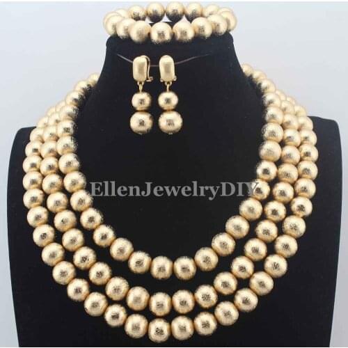 New African Wedding Jewelry Set Handmade earrings Balls Round Beads Bridal Necklace Jewelry Sets 3 Layers Free Shipping W13807