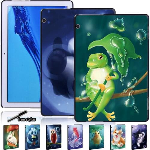 Slim Tablet Case for Huawei MediaPad T5 10 10.1"/M5 Lite 8/T3 8.0/T3 10 9.6" Cute Animal Shockproof Hard Shell Backcase + Pen
