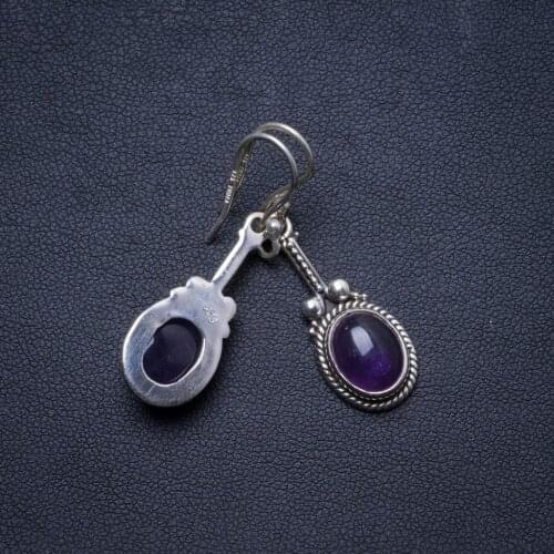 Natural Amethyst Handmade Unique 925 Sterling Silver Earrings 1.75" X4058