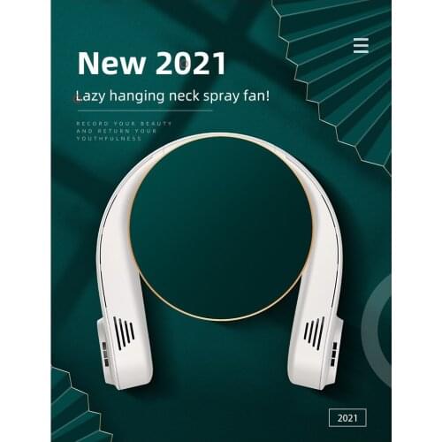 New lazy hanging neck fan silent outdoor sports USB small fan leafless hanging neck spray fan