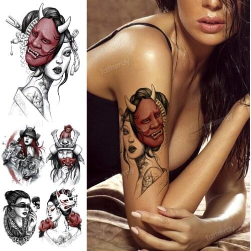 Japanese tattoo sticker arm sleeve body art tattoo geisha women waterproof sexy tattoo temporary beauty fake tattoos decal