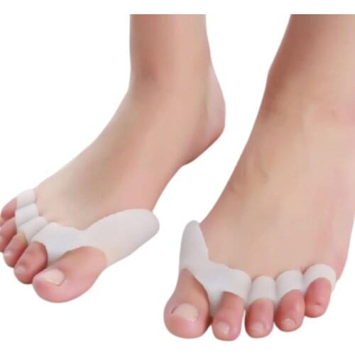 10 Pairs 5-Hole Chain Toe Bunion Corrector Silicone Gel Massager Stretcher Separator Straighter Orthopedic Foot Care Pedicure