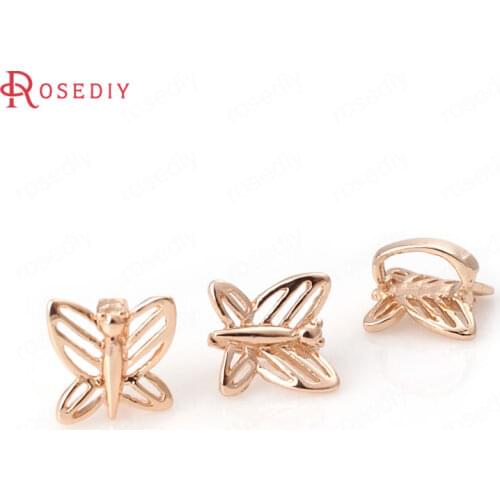 31397-G)20PCS 7.5x7.5MM 24K Champagne Gold Color Brass Butterfly Spacer beads Bracelet Beads Jewelry Making Supplies Findings