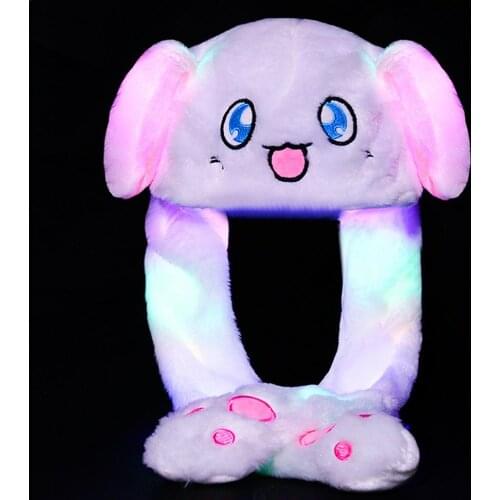2019 Fashion Moving Hat Rabbit Ears Airbag Kawaii Funny Plush Toy Sweet Cute Light Cap Gifts For Children Flashing Cap