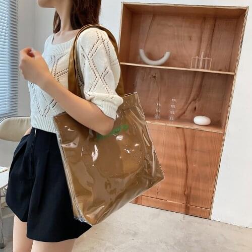 2021 Summer Women Shoulder Bag Reusable Shopping bags Female Large Capacity tote bags Letter Print PVC Beach Vacation Bag