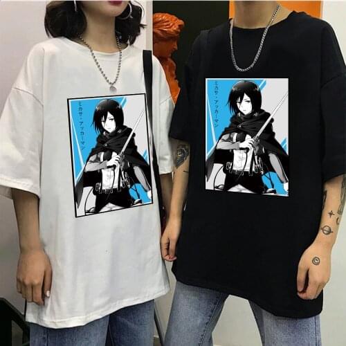 2021 Attack on Titan T Shirt Men Harajuku Anime T Shirt Mikasa Ackerman Short Sleeve Anime Graphic T Shirts Summer Tops