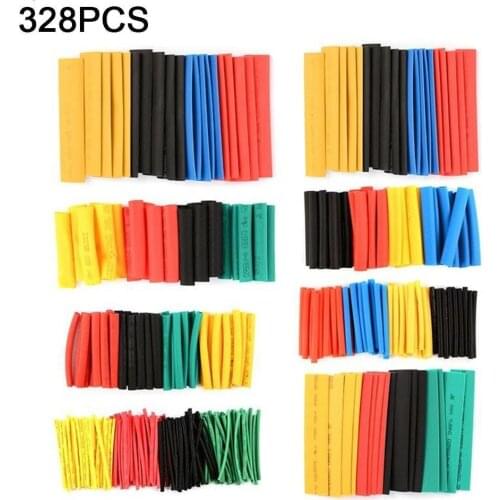 328 PCS 2:1 Heat Shrink Tubing Wrap Sleeve Kit Top Polyolefin 5 Colors 8 Sizes Electric Wire Tube Cable Sleeving Assortment Wrap