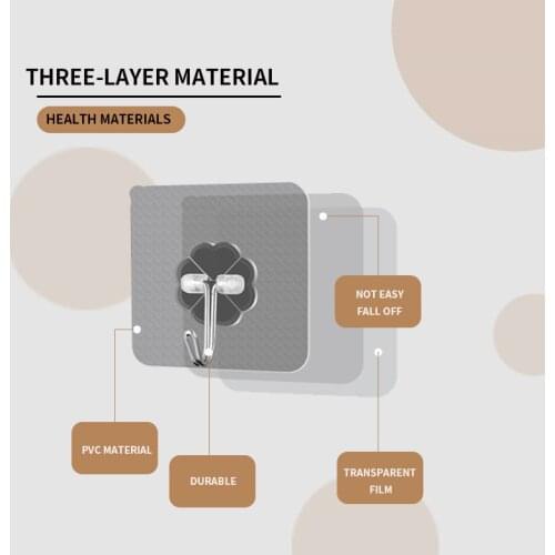 5Pcs Bathroom Strong Viscose Hooks, Non-Marking, Transparent And Free Of Perforation