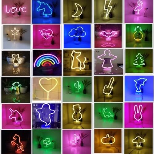 Animal Acrylic USB Led Neon Night Light Colorful Neon Sign Sign Lamp With base Home Party Holiday Wedding Decoration Xmas Gift