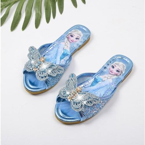 Disney Elsa Princess slippers summer girls sandals and slippers little girl indoor and outdoor non-slip soft bottom drag