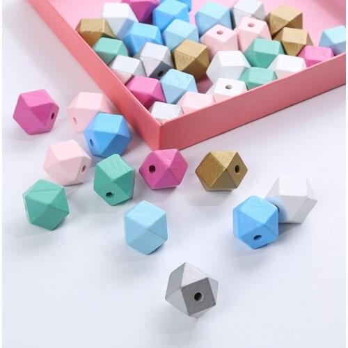 20pcs 15-20mm Color Wood Beads Hexagon Unfinished Wooden Loose Spacer Beads for Jewelry Making Garland Home Farmhouse Decoration