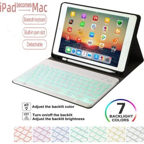 Cover Cases For iPad 9.7 10.2 5th 6th 7th Generation 7 Colors Backlit Bluetooth Keyboard Case for iPad Air 1 2 3 Pro 9.7 10.5 11